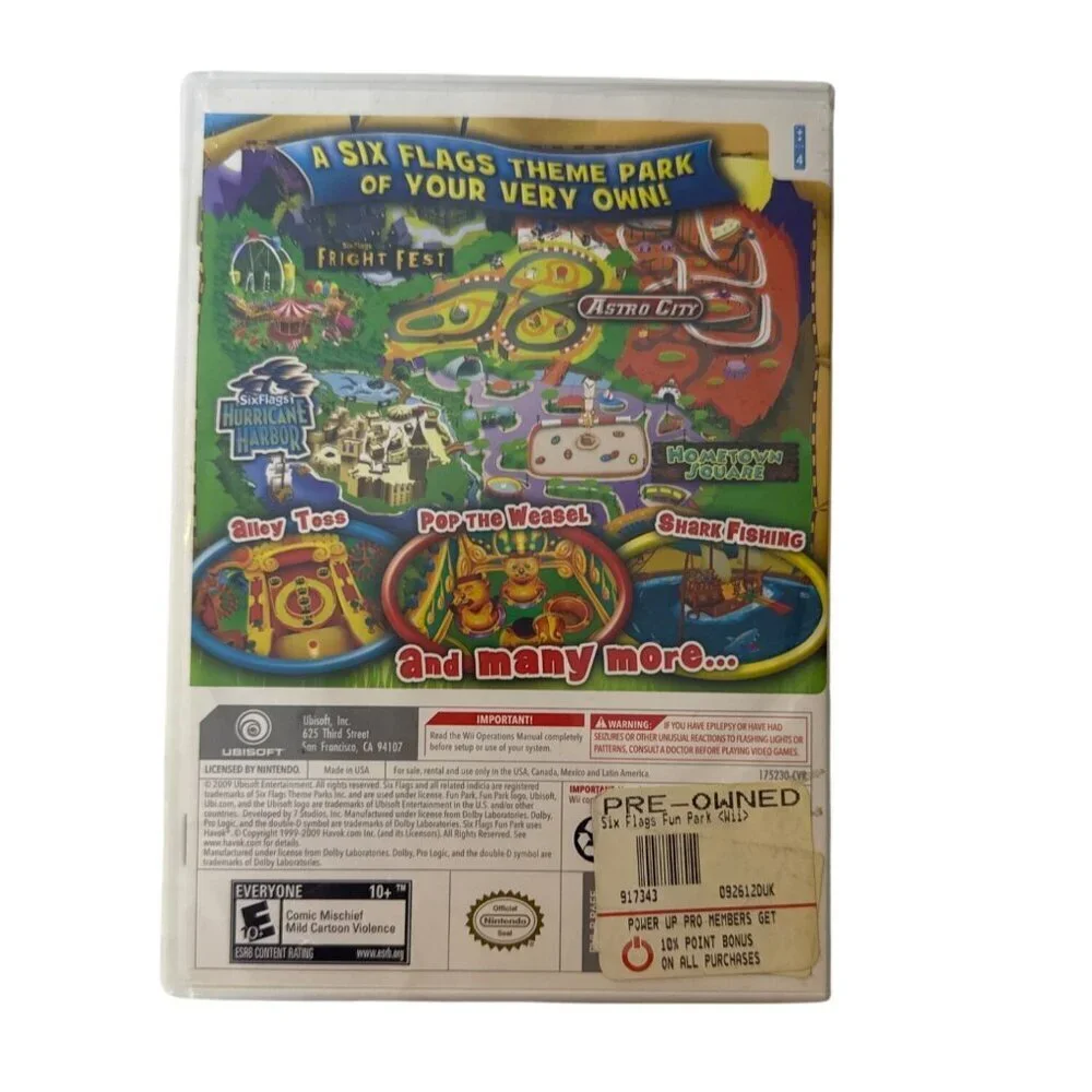 Six Flags Fun Park Wii Game Complete In Case With Manual Ubisoft